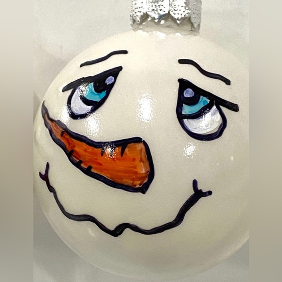 ORIGINAL Hand Painted Alcohol Ink Snow Couple Ornament Set of 2, Christmas Tree - Picture 8 of 8